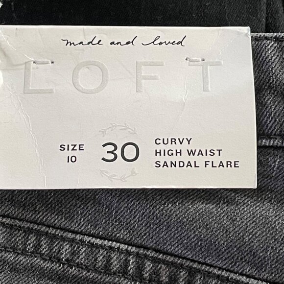 Loft Womens Curvy High Waist Flare Jeans Frayed Hem Button Fly Charcoal Gray u - Picture 9 of 11